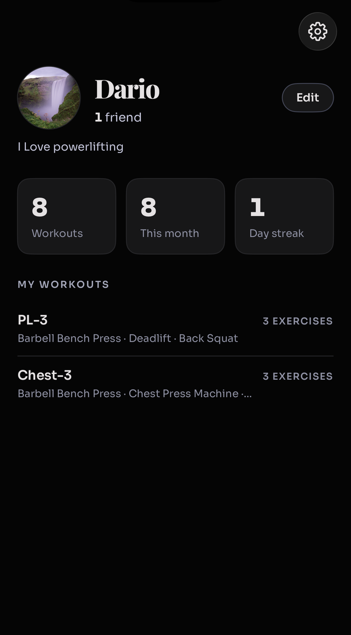 An Arete profile with training stats and workout templates